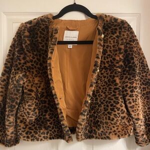 Girls leopard print cropped jacket